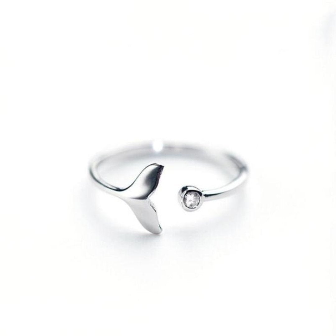 Delfin Hale Ring i 925 Sterling Sølv og Justerbar Zirconia