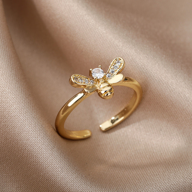 Justerbar Golden Bee Ring