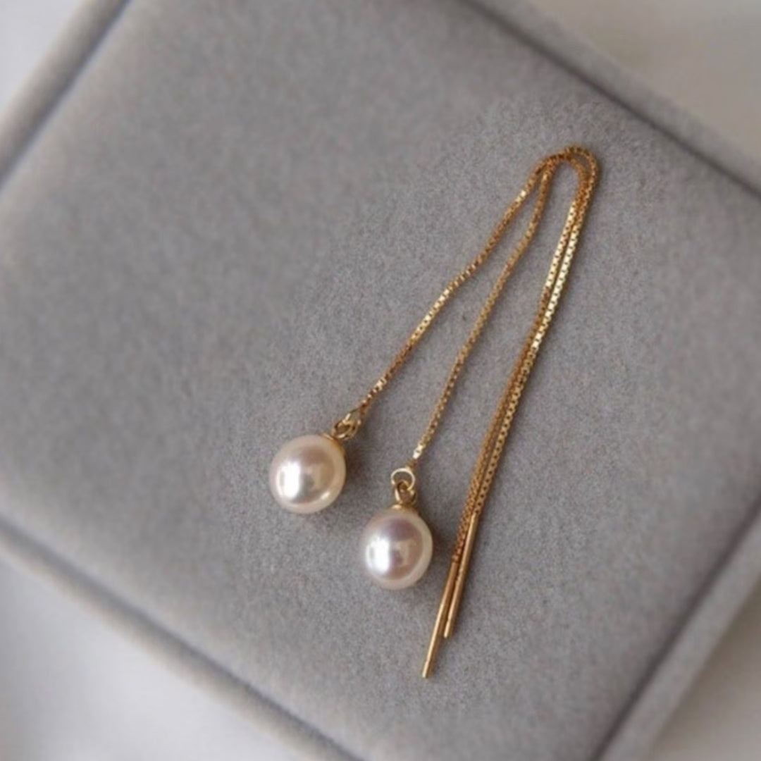 Pearl Dangle øreringer i gull