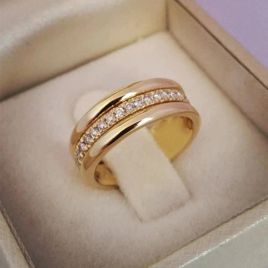 Dobbel ring Elegant Golden Zirconia