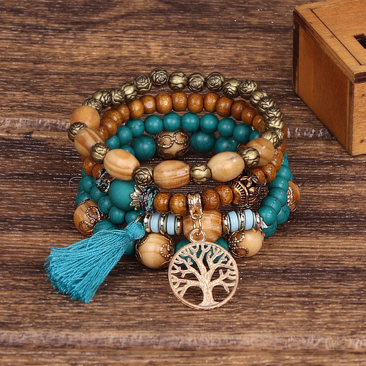 Boho-armbånd med naturlige steiner