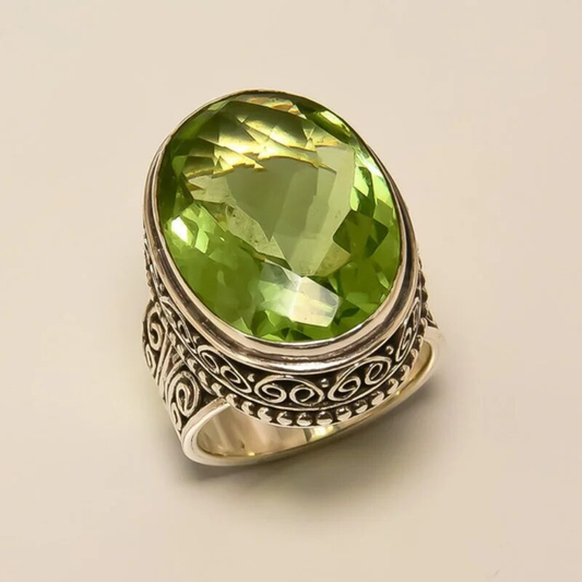 Vintage ring i olivenglass